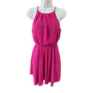 Blue Rair Swiss Dot Women's Dress Size Xs Hot Pink